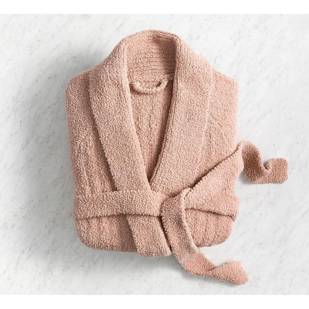 Pottery‎ Barn Teddy Bear Cozy Ribbed Robe Blush Pink Plush Shawl Collar / Medium - Picture 12 of 13